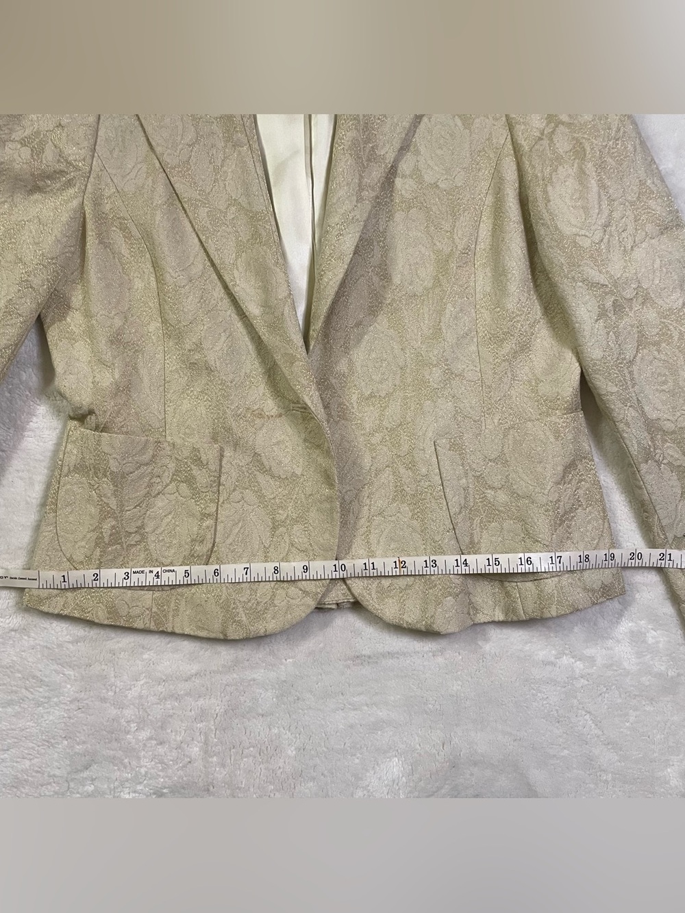 Banana Republic Gold Wool Blend Blazer *damaged* size 12 - Picture 9 of 16